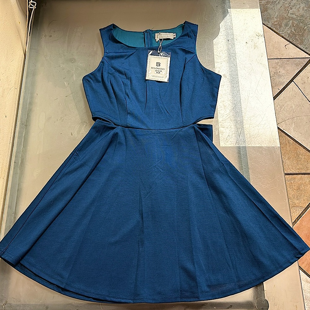 Blue,sleeveless, never worn, women’s medium dress.